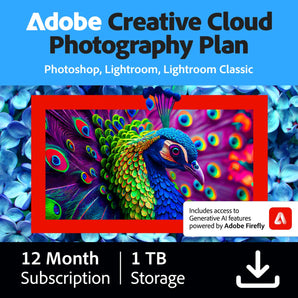 Adobe Creative Cloud Photography Plan 1TB (Photoshop + Lightroom) | Photo Editing Software | 12-month Subscription | PC/Mac Online Code