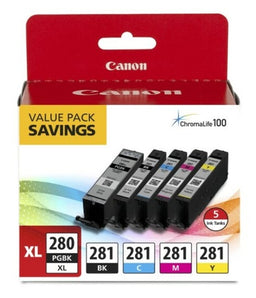 Canon PGI-280XL Original High Yield Black & CLI-281 Original Inkjet Color Ink Cartridges Value Pack