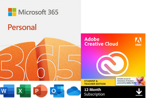 Microsoft 365 Personal w/Adobe Creative Cloud Student & Teacher