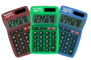 Victor 8-Digit Pocket Calculator in Translucent Bright Colors (10-Pack)